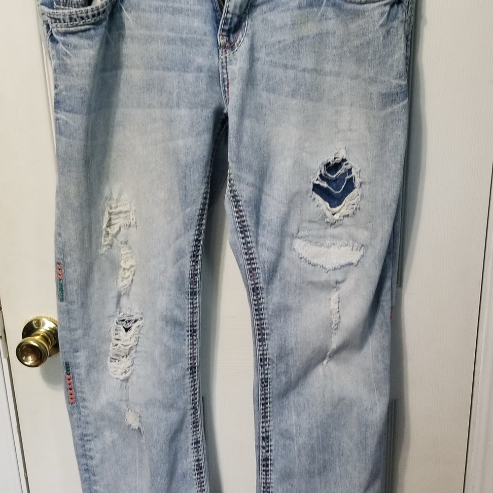 Rock Revival Light Blue Distressed Bootcut Jeans